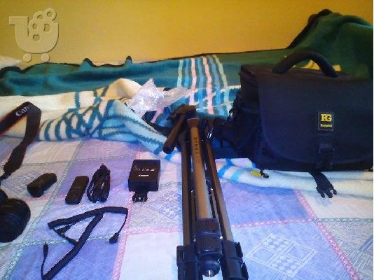 PoulaTo: Canon 60d kit + Φακος 50mm Τρίποδας τσάντα ruggard 2 μνήμες 16giga. Δώρο το wireless remote control.