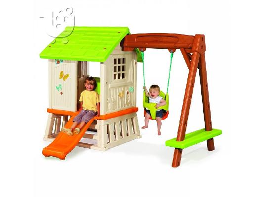 PoulaTo: Παιδικό Σπιτάκι Κήπου με Τσουλήθρα και Κούνια Smoby (810601)