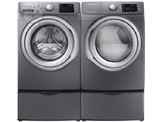 PoulaTo: Samsung Stainless Platinum Front Load Laundry Pair with WF42H5200AP