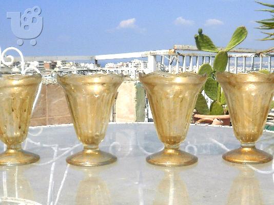 PoulaTo: 6αδα ποτήρια παγωτού βαμμένα με χρυσό της ζωγράφου Μαρίας Παυλίδου Τασοπούλου
