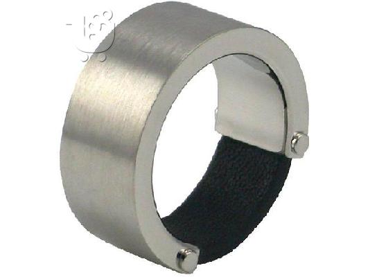 PoulaTo: Δαχτυλίδι ESPRIT με ματ επιφάνεια και δερμάτινη λεπτομέρεια 