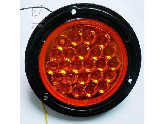 PoulaTo: Φωτιστικό σώμα δυνατό 12 LED πορτοκαλί χρώμα STOP 12-24 Volt