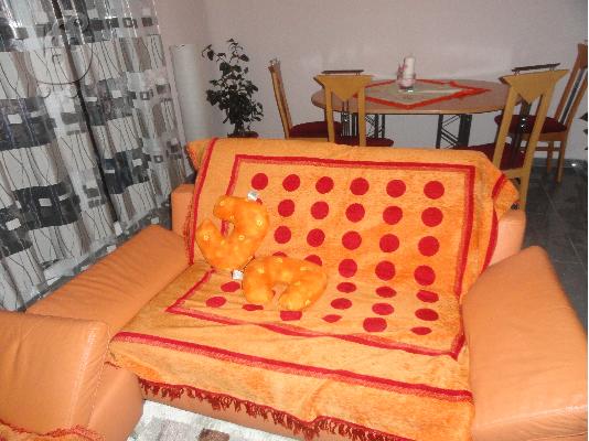 Γερμανικoς καναπές 3-2-με κάθισμα ρυθμιζόμενο δερμάτινο πορτοκαλί...