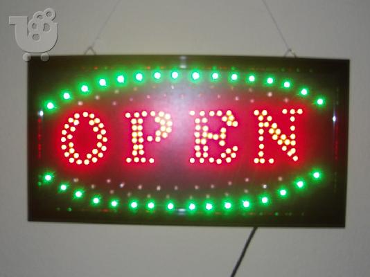 Φωτεινη πινακιδα με led "ανοικτο" (open)