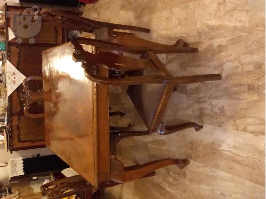 PoulaTo: Πωλείται  τραπεζαρία χειροποίητη αντίκα με 6 καρέκλες  δεκαετίας του 50 s!