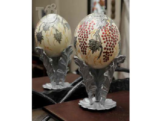 PoulaTo: πολυτελη ειδη δωρου,ζωγραφισμενα αυγα στρουθοκαμηλου