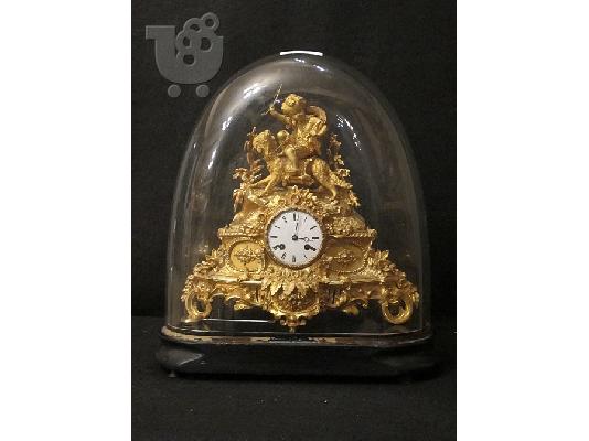 PoulaTo: Ρολόι Napoleon III, μπρούτζινο, με τη γυάλινη κάσα του