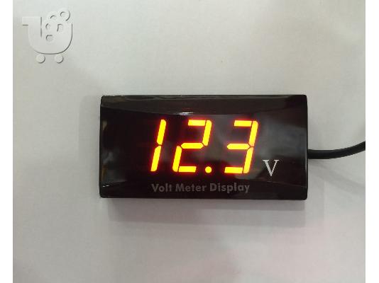 PoulaTo: Βολτόμετρο 3 ψηφίων κόκκινο χρώμα 12V 