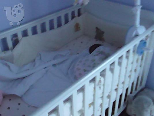 Κούνια και μονό κρεβάτι mothercare με στρώμα cocomat