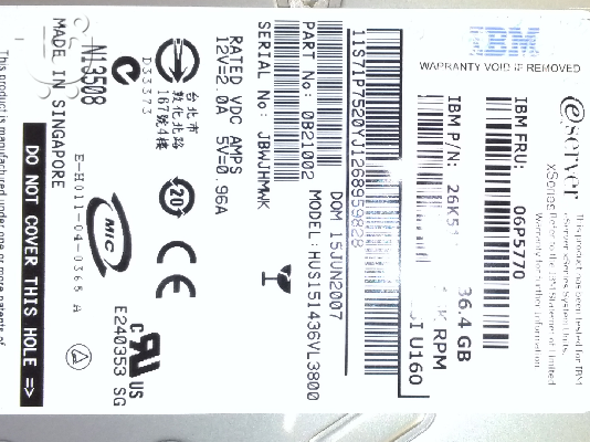 Δίσκος 06P5770 IBM 36.4GB Ultra160 HP 15K