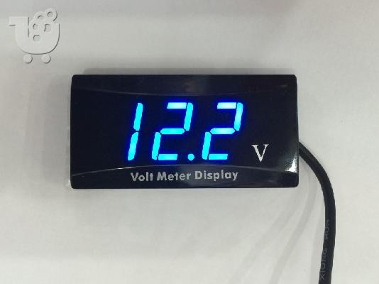 PoulaTo: Βολτόμετρο 3 ψηφίων μπλε χρώμα 12V 