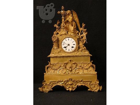 PoulaTo: Γαλλικό ρολόι, μπρούτζινο, εντυπωσιακή παράσταση, circa 1870