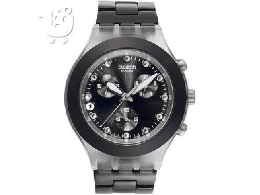 Πωλείται ελαφρώς μεταχειρισμένο Unisex Swatch Swiss black dial chronograph...