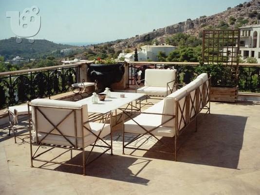 PoulaTo: Γωνιακά σαλόνια κήπου Ηλ Μπαγλατζή Γωνιακός καναπές εξωτερικού χώρου luxury patio Garden furniture set