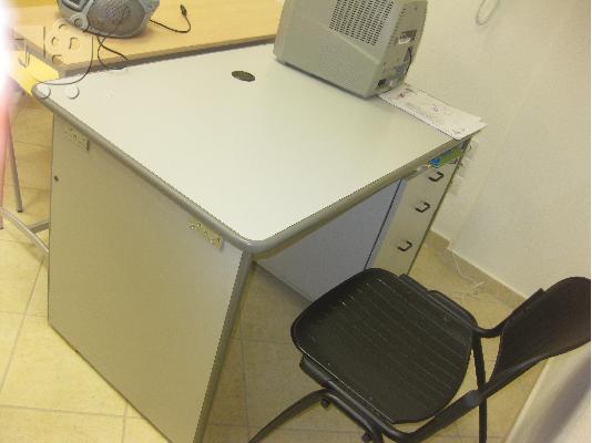 PoulaTo: Έπιπλο HY - Γραφείο έδρα σε χρώμα γκρί με συρταριέρα 4 μονάδων  - Εξοπλισμός φροντιστηρίου