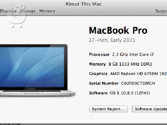 MACBOOK PRO 17" (Early 2011) 8GB / 2.3 GHz quad core