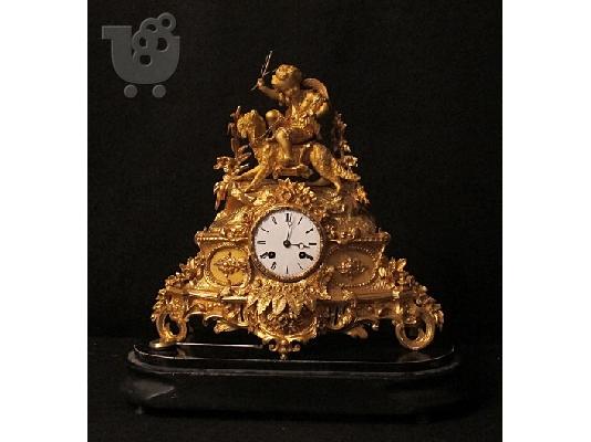 Ρολόι Napoleon III, μπρούτζινο, με τη γυάλινη κάσα του