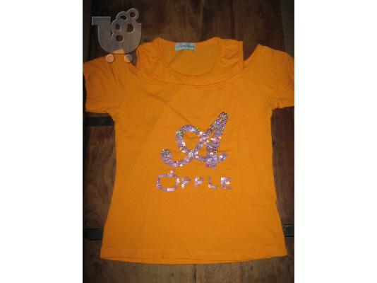 PoulaTo: μακο κιτρινο μπλουζακι με πουλιες στο σχεδιο για κοριτσακι 8-10 ετων 0368