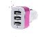 PoulaTo: Φορτιστής με 3 USB σε πρίζα αναπτήρα ροζ χρώμα 12-24V