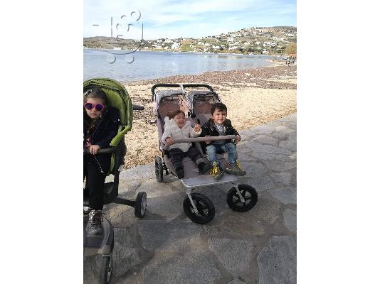 Πωλείται διπλό καρότσι με port bebe στο χρώμα της άμμου μάρκας Easywalker Duo Plus...