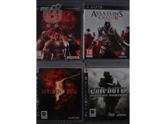 call of duty 4 , nba 2k10 , pes2010 , assasins creed 1-2 , call of duty mw2 , tekken6,resi...
