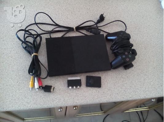 ps2 slim με 3 κασετες,1 χειριστηριο,μνημη 8mb