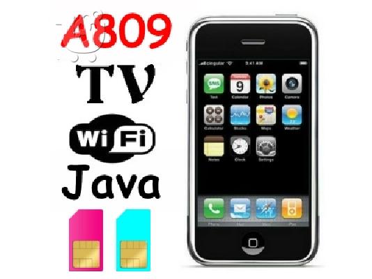 A809 3Gs 3G 3.5 inch WIFI TV JAVA FM Dual SIM Mobile Cell Phone