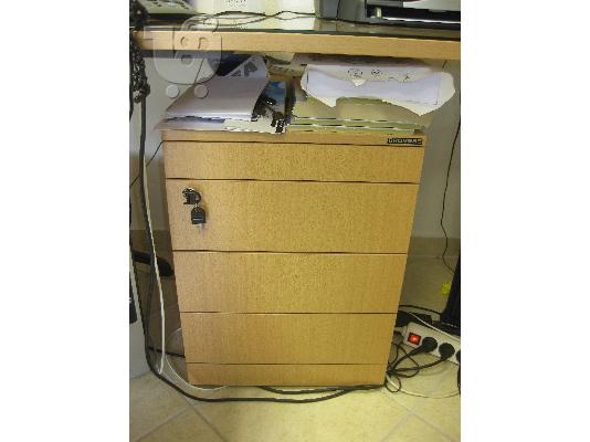 Γραφείο ορθή γωνία Dromeas με συρταριέρα 3 συρταριών