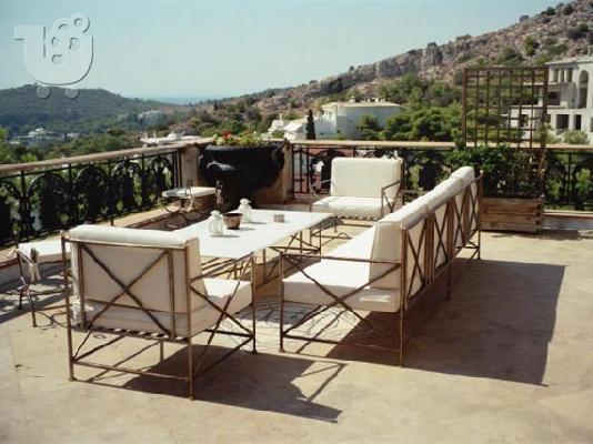 fauteuil de jardin επιπλα κηπου ομπρελες φωτιστικα βεραντας εξοχης πισινας σφυρηλατα χειρο...