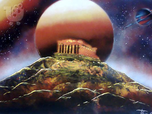 PoulaTo: Spray paint art Parthenon by YannisArt