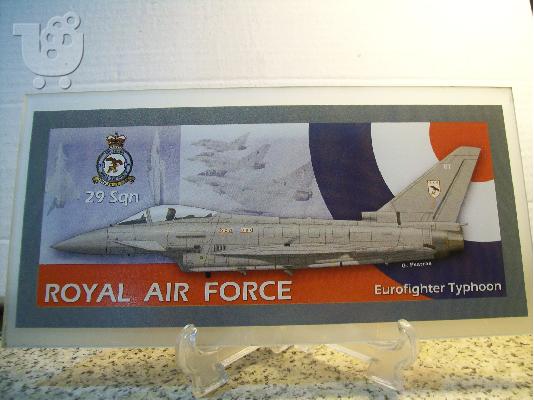 PoulaTo: EUROFIGHTER τζαμι λιθογραφεια 25cm x15cm με βαση