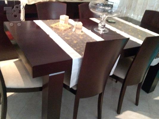Wenge Τραπεζαρία με 6 καρέκλες και μπουφέ