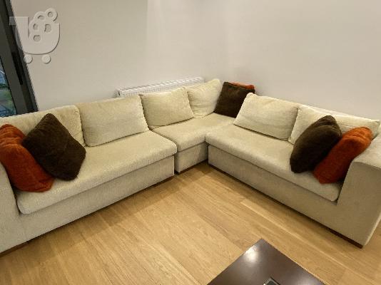 Πολυμορφικός γωνιακός καναπές 300X225 μπεζ χρώματος