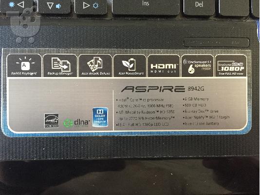 Πωλείται laptop ACER ASPIRE 8942G-436G50BN σε άριστη κατάσταση!!