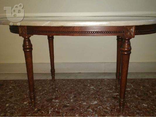 ΣΕΤ ΣΑΛΟΝΙΟΥ : 2 Μασίφ Σκαλιστές Πολυθρόνες με ύφασμα, 2 Μασίφ Σκαλιστές Καρέκλες με ύφασμ...