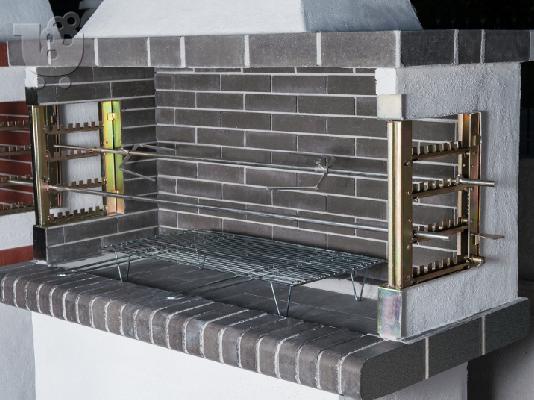 Ψησταριές κήπου - Barbecue garden – барбекю με γκρι – μαύρο πυρότουβλο, code 0113 SXISTOLI...