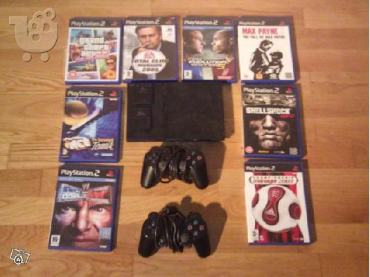 PoulaTo:  Play staion 2 + 2 χειριστήρια + 8 games + 2 μνήμες