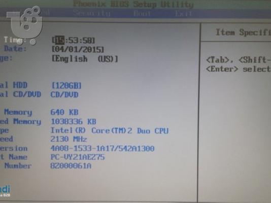 Stock Notenook NEC 15, 4 ιντσών ασήμι 2, 13 GHz, 120 GB σκληρό δίσκο 1 GB DVD-CDRW...