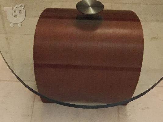 Coffee table (τραπέζι σαλονιού) γυαλί και ξύλο καρυδιάς