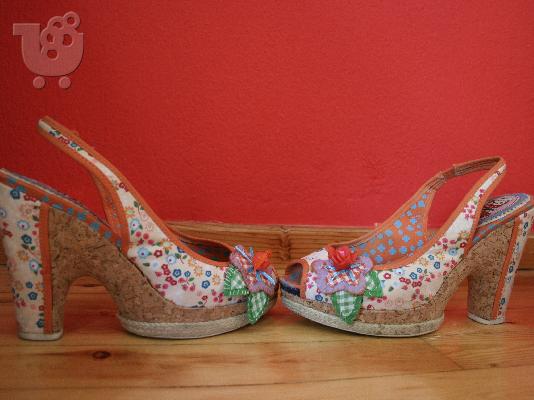Πωλείται-Pin up heels- χειροποίητα πέδιλα-peep toe-Πλατφόρμες...