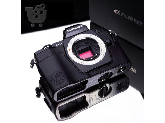 PoulaTo: GARIZ Genuine Leather Olympus OM-D EM-5 Half Case Black