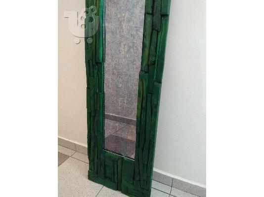 Ξύλινος χειροποίητος καθρέφτης αντικέ