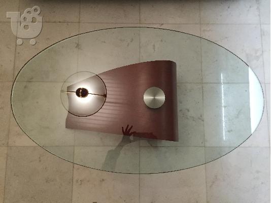 Coffee table (τραπέζι σαλονιού) γυαλί και ξύλο καρυδιάς