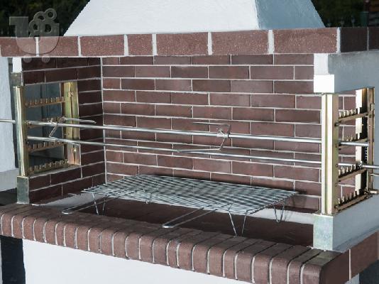 Ψησταριές κήπου – Barbecue garden - BBQ  με καφέ πυρότουβλο, code 0102 SXISTOLITHOS...