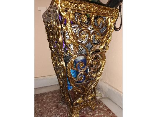 μπρούτζινη χειροποίητη σκαλιστή κονσόλα, τραπεζάκι και ομπρελοθήκη...