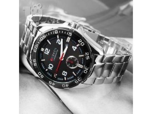 PoulaTo: Curren Fashion Black Men's Stainless Steel Date Military Sport Quartz Watch