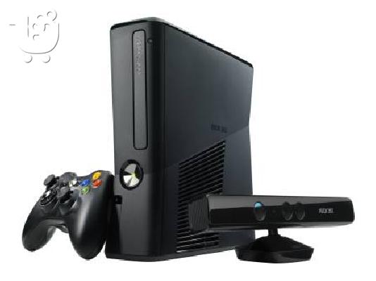 PoulaTo: XBOX 360 + KINECT + 1 PAIXNIDI KINECT + ADAPTOR USB + 10 GAMES XBOX 360 + 2 XEIRISTIRIA