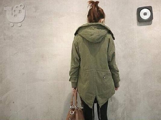 PoulaTo: παιδικό παλτό χακί Military Thicken