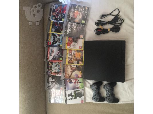 PoulaTo: Sony Kονσόλα Ps3 Black και 14 παιχνίδια μαζί με 2 χειριστήρια