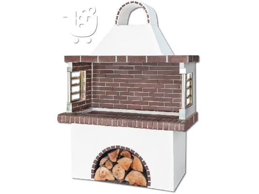 PoulaTo: Ψησταριές κήπου – Barbecue garden - BBQ  με καφέ πυρότουβλο, code 0102 SXISTOLITHOS